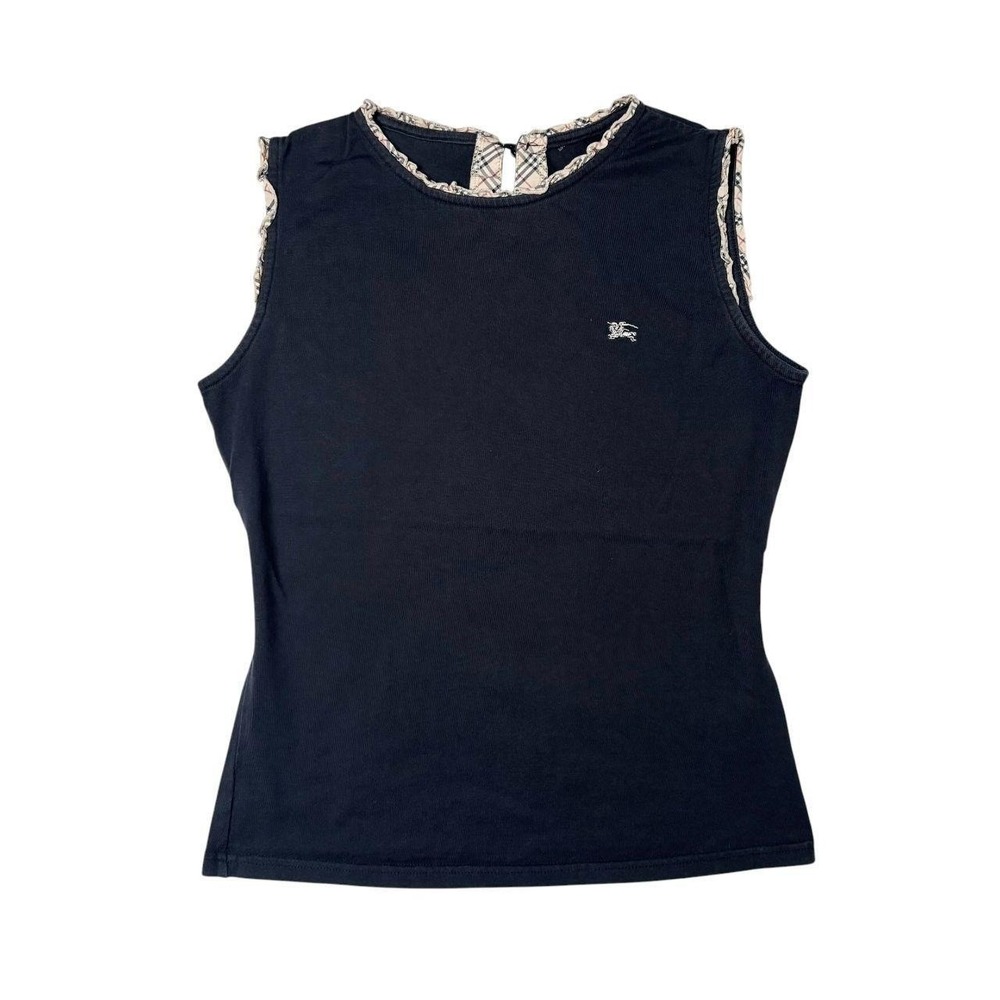 Burberry London black ruffle-trim tank
